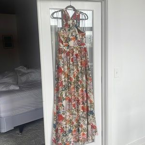 Lulus Lilja Cream Floral Print Maxi Dress Large